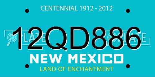 12QD886 New Mexico License Plate