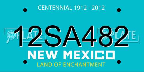 12SA482 New Mexico License Plate