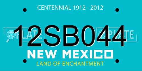 12SB044 New Mexico License Plate