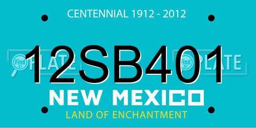 12SB401 New Mexico License Plate