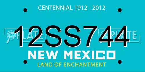 12SS744 New Mexico License Plate
