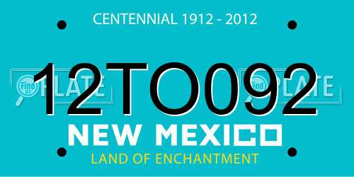 12TO092 New Mexico License Plate