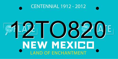 12TO820 New Mexico License Plate