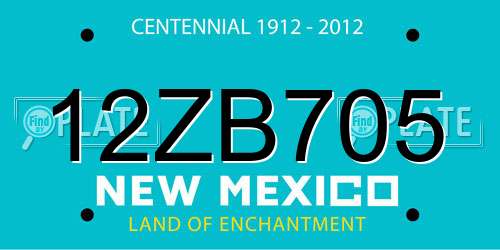 12ZB705 New Mexico License Plate