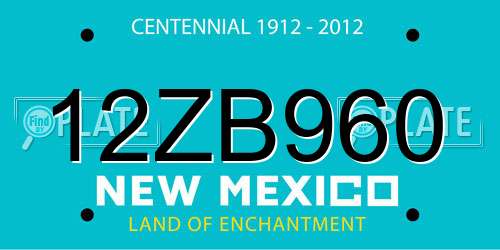 12ZB960 New Mexico License Plate