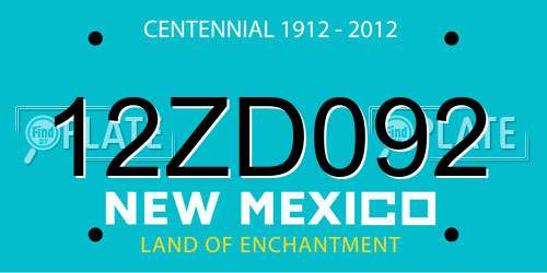 12ZD092 New Mexico License Plate