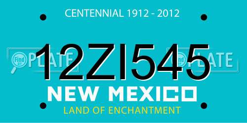 12ZI545 New Mexico License Plate