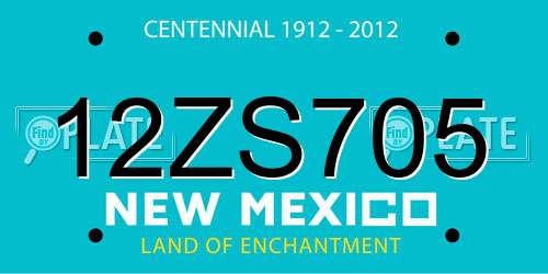 12ZS705 New Mexico License Plate