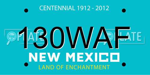 130WAF New Mexico License Plate