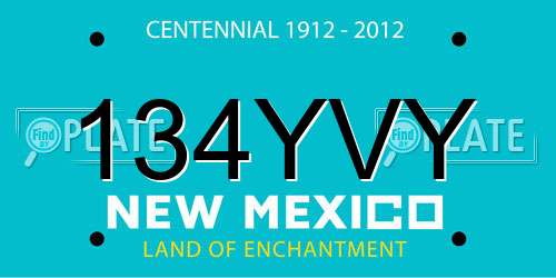134YVY New Mexico License Plate