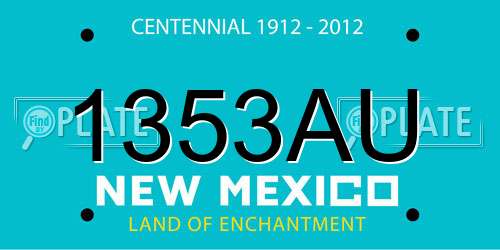 1353AU New Mexico License Plate