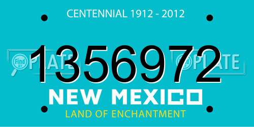 1356972 New Mexico License Plate