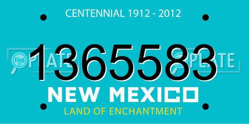 1365583 New Mexico License Plate