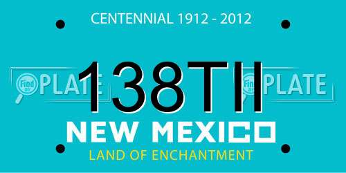 138TII New Mexico License Plate