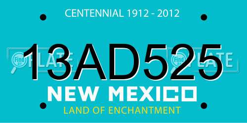 13AD525 New Mexico License Plate