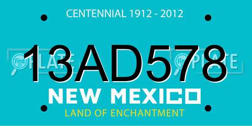13AD578 New Mexico License Plate