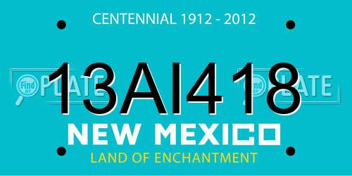 13AI418 New Mexico License Plate