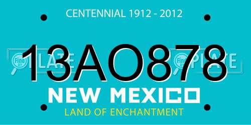 13AO878 New Mexico License Plate