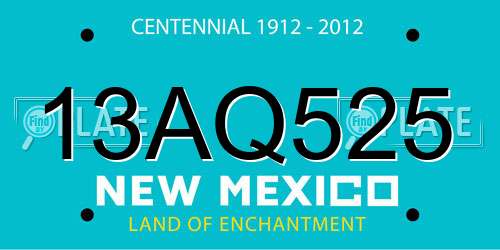 13AQ525 New Mexico License Plate