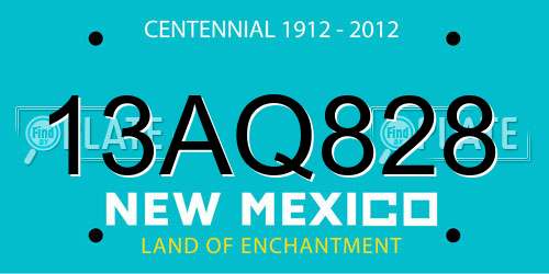 13AQ828 New Mexico License Plate