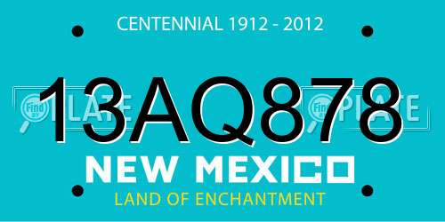 13AQ878 New Mexico License Plate