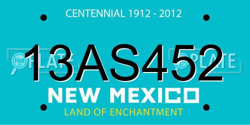 13AS452 New Mexico License Plate