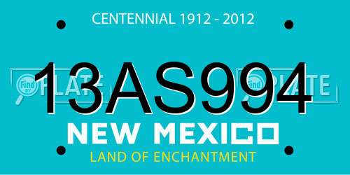 13AS994 New Mexico License Plate