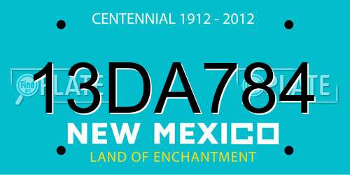 13DA784 New Mexico License Plate