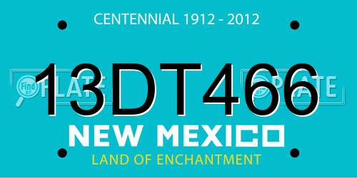 13DT466 New Mexico License Plate