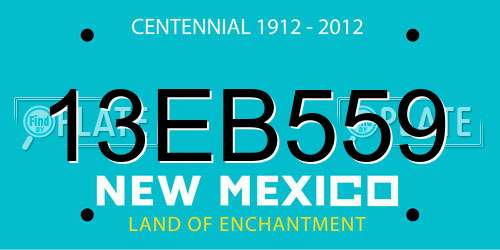 13EB559 New Mexico License Plate