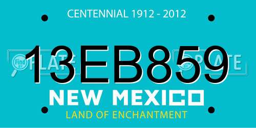 13EB859 New Mexico License Plate