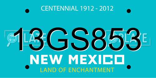 13GS853 New Mexico License Plate