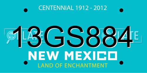 13GS884 New Mexico License Plate