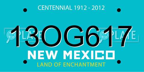 13OG617 New Mexico License Plate