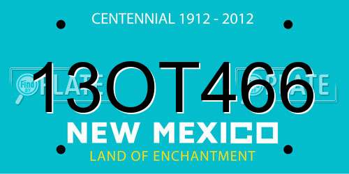 13OT466 New Mexico License Plate