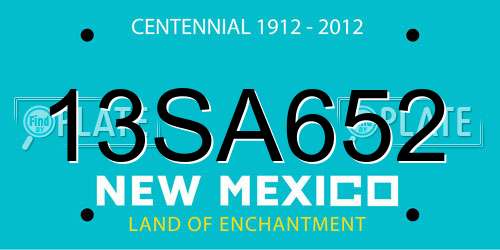 13SA652 New Mexico License Plate