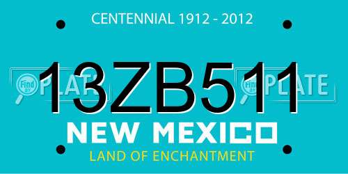 13ZB511 New Mexico License Plate