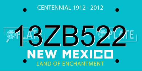 13ZB522 New Mexico License Plate