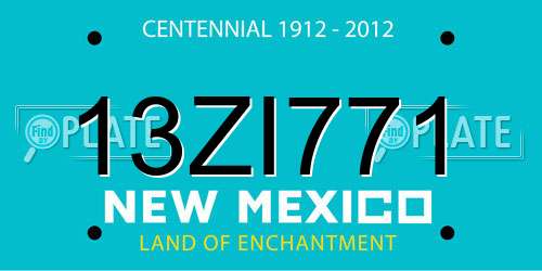 13ZI771 New Mexico License Plate