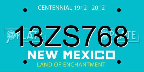 13ZS768 New Mexico License Plate