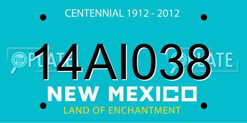 14AI038 New Mexico License Plate