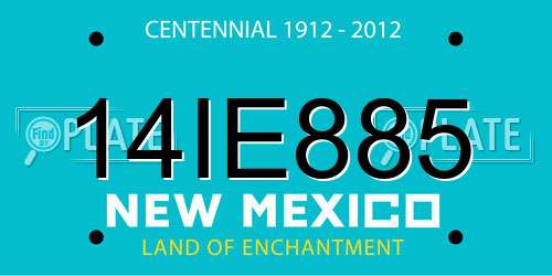14IE885 New Mexico License Plate