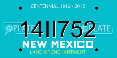 14II752 New Mexico License Plate