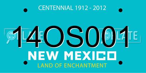 14OS001 New Mexico License Plate