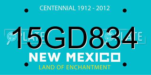 15GD834 New Mexico License Plate