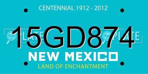 15GD874 New Mexico License Plate