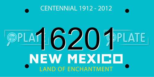 16201 New Mexico License Plate
