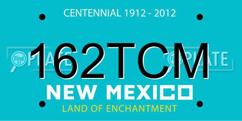162TCM New Mexico License Plate