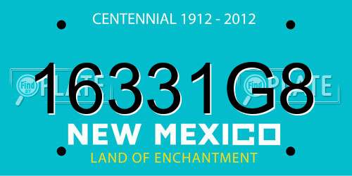 16331G8 New Mexico License Plate