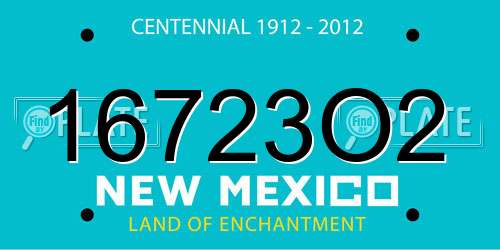 16723O2 New Mexico License Plate